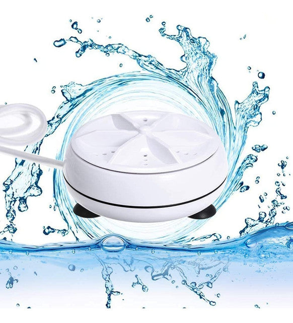 USB-powered mini washer in a bucket of water