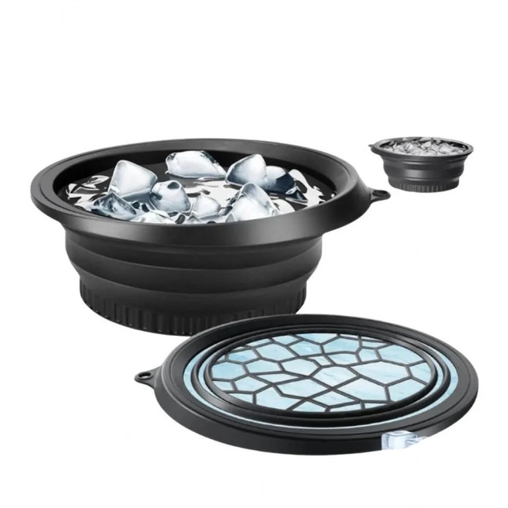Collapsible ice face bowl and ice tray lid