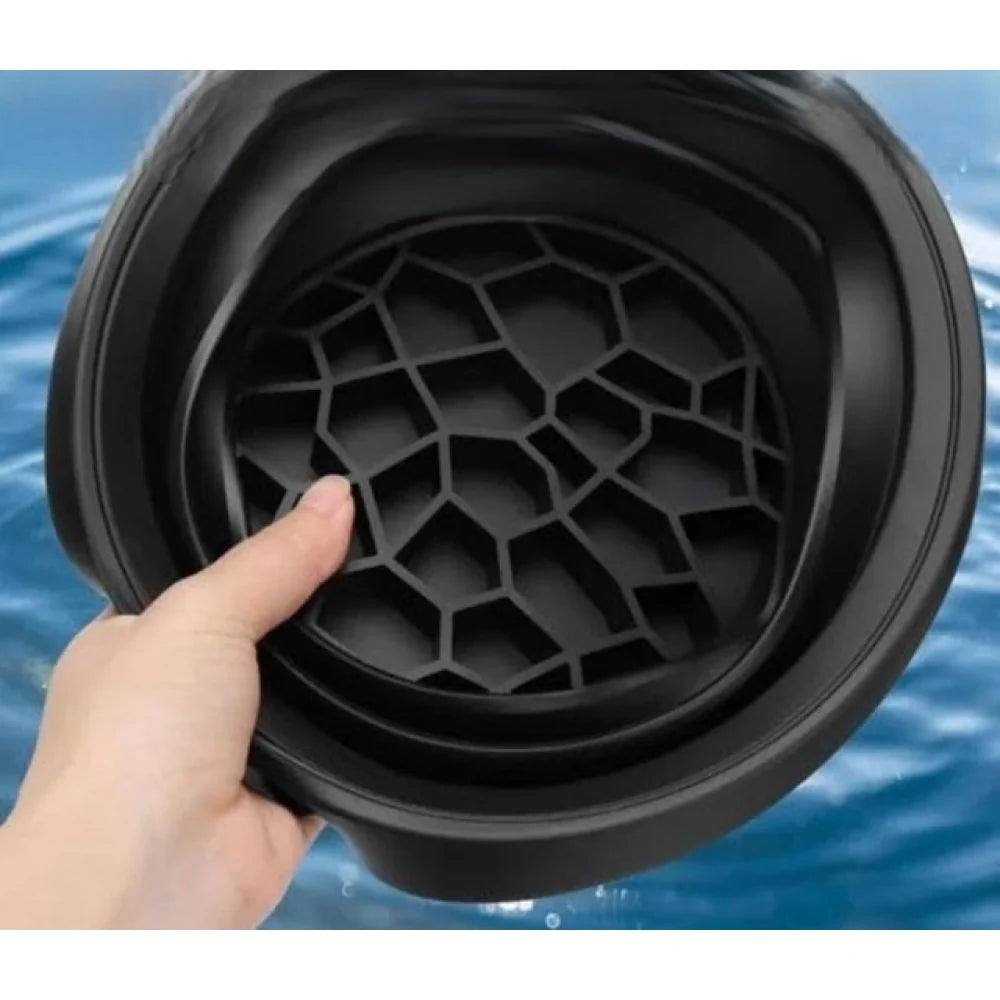Ice cube grid inside the silicone face bowl