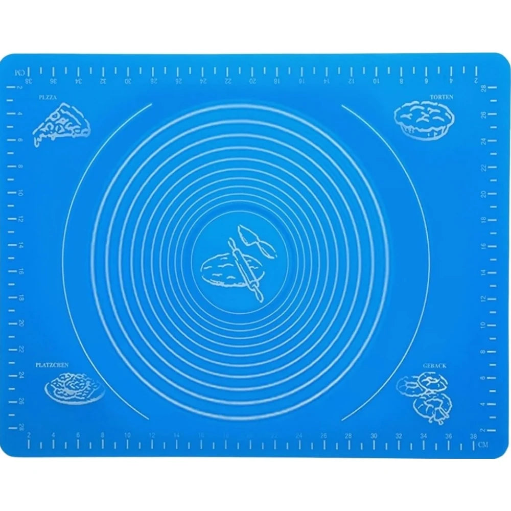 Blue silicone rolling mat with measurement circles