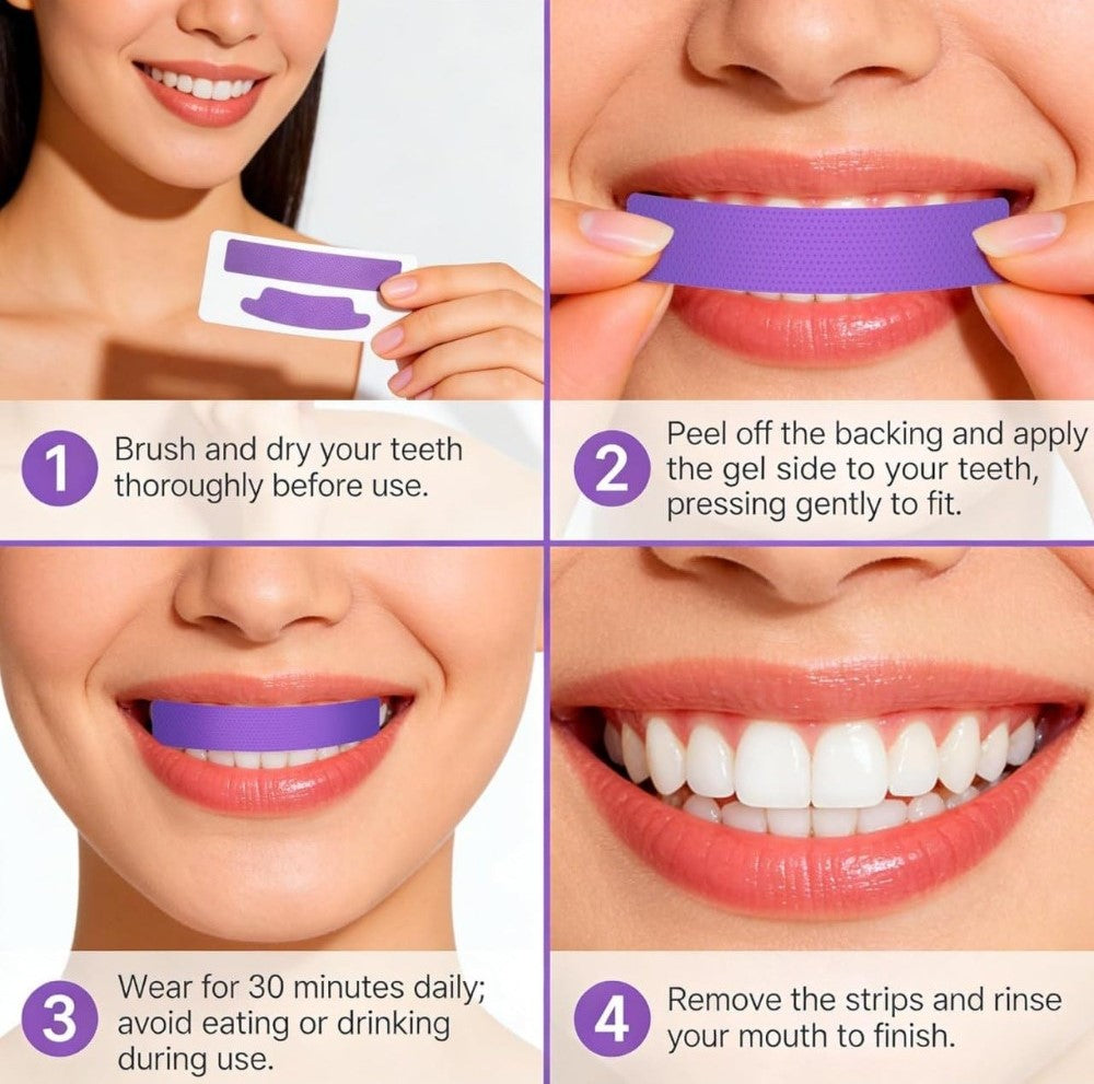 How to use purple whitening strips in 4 steps